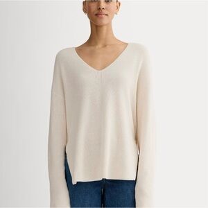 Everlane Off-White Ribbed Knit Top